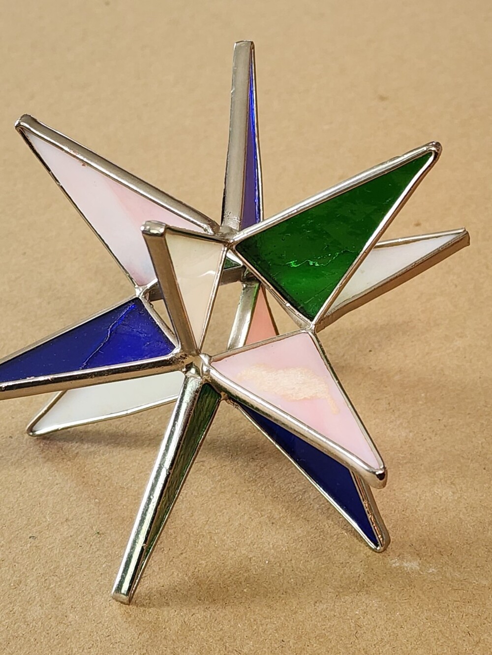12 Point Stained Glass Moravian Star Multicolor Topper Ornament Suncatcher 5.75" - Picture 3 of 11